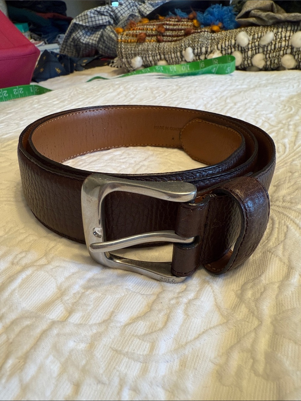 Polo by Ralph Lauren Dark Brown Leather Belt with Silver Buckle